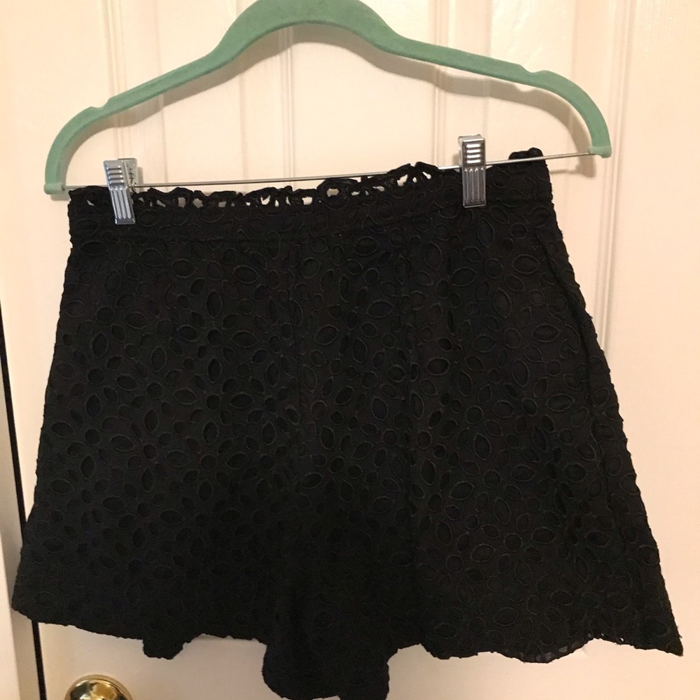 Black eyelet shorts